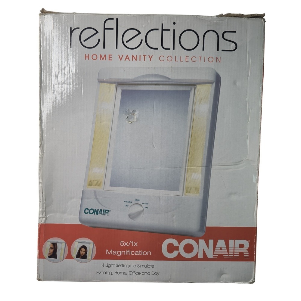Conair Reflections Lighted Makeup Mirror 5X/1X 4 Light Settings Double Sided